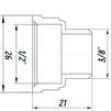 Перехідник редукційний 1/2&Prime;х3/8&Prime;ВЗ нікельований восьмигранний NK323O OPTIMUM - 3