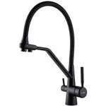 Змішувач для кухні під осмос Globus Lux GLLR-0800-10-01 гофрований  на гайці латунь, Чорний-Чорн