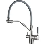 Змішувач для кухні під осмос Globus Lux GLLR-0800-08-02 гофрований  на гайці латунь,Сталь-Сірий