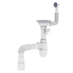 Сифон OPTIMUM 31/2″*40 для мийки з відведенням для прал маш, з круглим гнучким переливом та гнучкою трубою 40х40/50 OPTI 27243