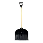 Лопата для снігу/зерна пластикова з оцинкованою планкою Standard 395×395мм з дерев'яним держаком (чорна) GRAD (5046565)