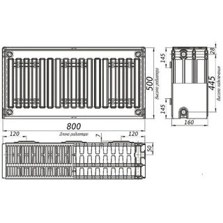 Радіатор сталевий 33/500x800 бок KALDE