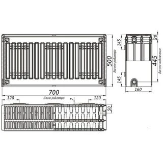 Радіатор сталевий 33/500x700 бок KALDE
