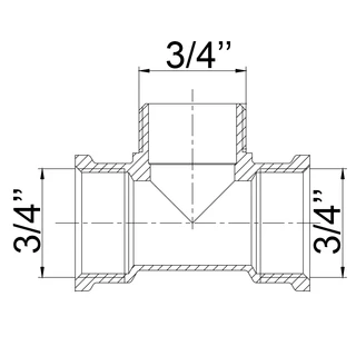 Трійник 3/4&Prime;ВЗВ латунний 663Б
