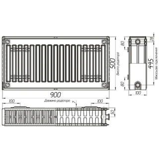 Радіатор сталевий 22/500x900 бок OPTIMUM