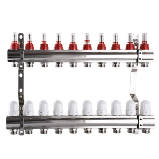 Колектор з вимірювачем витрат, регуляторами та кріпленням ECO001D 1&Prime;x10