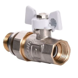 Кран кульовий з американкою Q PROFESSIONAL QP003 PN40 1/2&Prime; антипротікання, Білий метелик