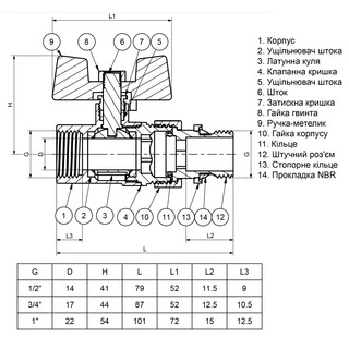 Кран кульовий з американкою Q PROFESSIONAL QP003 PN40 1/2&Prime; антипротікання, Білий метелик