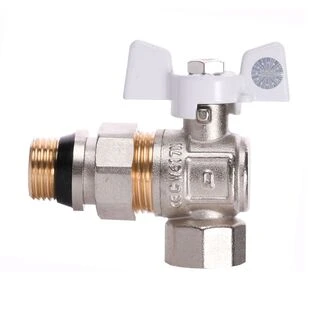 Кран кульовий кутовий з американкою Q PROFESSIONAL QP004 PN40 1/2&Prime; антипротікання, Білий метелик