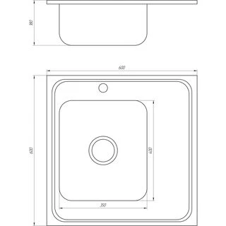 Мийка кухонна накладна прямокутна 600х600х180 Decor Left MR 6060 L D Mira