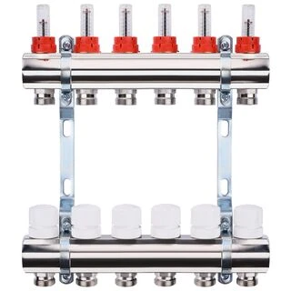 Колектор з вимірювачем витрат, регуляторами та кріпленням ECO 001A 1&Prime;x6