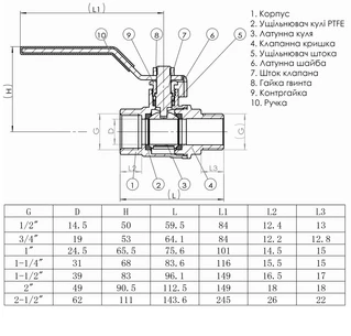 Кран кульовий прямий SOLOMON 2&Prime; ЗВ ЖР PN40 В1002