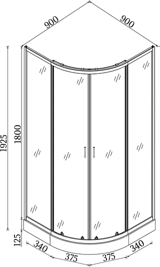 Душова кабіна півкругла WISLA L90FW (L90W) BRAVO (2уп.)