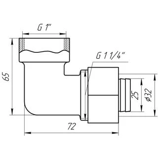 Кутник із внутрішньою різьбою APE ITALY 752 L 1&Prime;х32