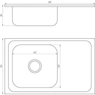 Мийка кухонна накладна прямокутна 800х500х180 Decor Left MR 8050 L D Mira
