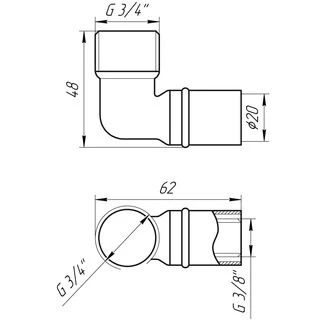 Кутник із зовнішньою різьбою прес APE ITALY AP 153 3/4&Prime;х20