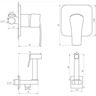 Змішувач гігієнічний Globus Lux Queensland GLQU-0110-Q