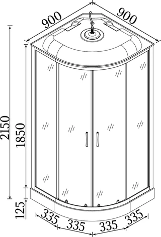 Душовий бокс півкруглий BARYCZ L90GBS (L90B) BRAVO (4уп.)