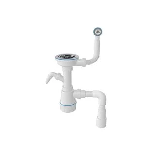 Сифон для мийки гранітної з круглим переливом, випуск З 1/2, гвинт 45 мм (1048)