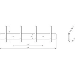 Планка з  гачками Globus Lux BQ9435-4 чорна матова SUS304