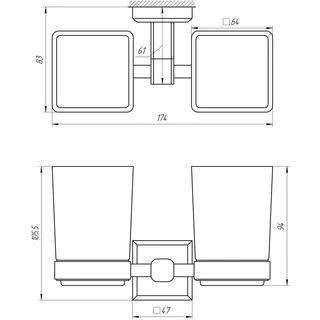 Стакан подвійний TOPAZ TКВ 9928A-BL чорний