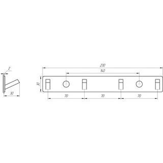 Планка з гачками TOPAZ TKB 9385-4-BL  чорна