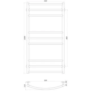 Рушникосушарка UNIO LDE W 1000-500-9 BLK Драбинка Дуга Еліт вода чорна