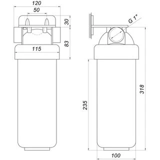 Фільтр-колба 2-х комп. БЕЗ картриджа, БЕЗ коробки OasisPro BSL2, 1&Prime;