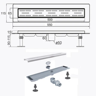 Трап лінійний душовий TILLO TM009-50C(C-50) 50см