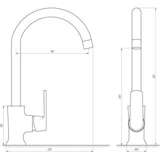 Змішувач для кухні Globus Lux Laguna GLA-0203SL-10-BB