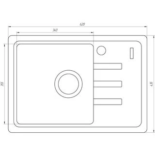 Гранітна мийка Globus Lux MONO сірий камiнь 620x435мм-А0005