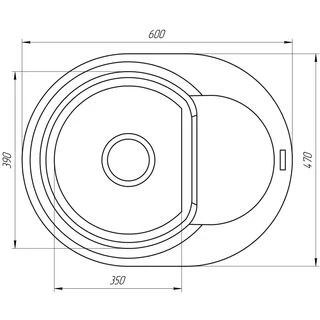 Гранітна мийка Globus Lux MORAINE чорний металік 600х470мм-А0001
