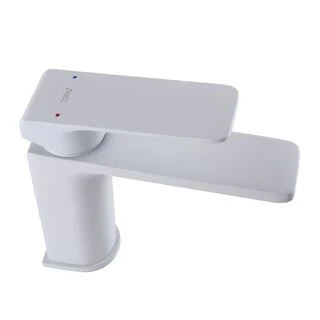 Змішувач для умивальника TOPAZ ODISS TO 18221-H52-WW на гайці, Білий матовий ,шланги TAQ-M1055,D35