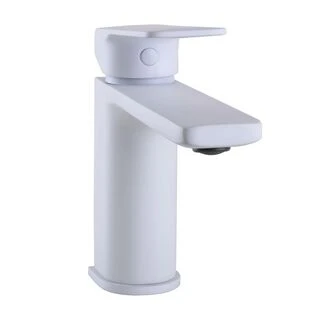 Змішувач для умивальника TOPAZ ODISS TO 18221-H52-WW на гайці, Білий матовий ,шланги TAQ-M1055,D35