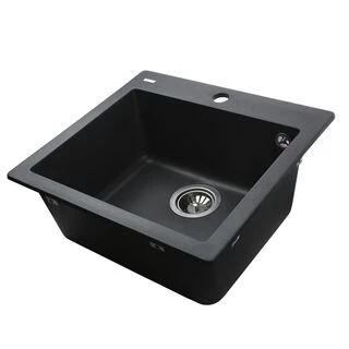 Гранітна мийка Globus Lux AOSTA чорний металік 490x455мм-А0001