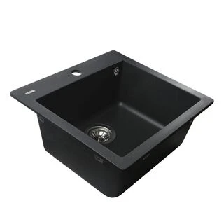 Гранітна мийка Globus Lux AOSTA чорний металік 490x455мм-А0001