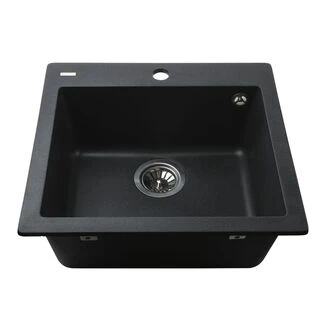 Гранітна мийка Globus Lux AOSTA чорний металік 490x455мм-А0001