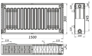 Радіатор сталевий 22/300х1500 бок KALITE