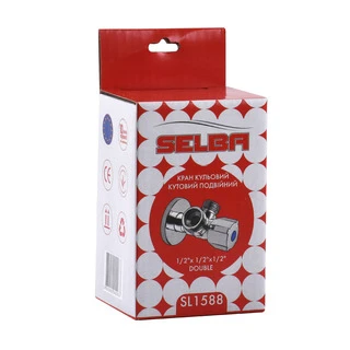 Кран кульовий кутовий подвійний SELBA 1/2&Prime;х 1/2&Prime;х1/2&Prime; DOUBLE (SL1588)