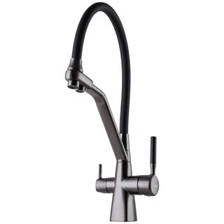 Змішувач для кухні під осмос Globus Lux GLLR-0700-L-11-01 гофрований  на гайці латунь, Графіт-Чорний