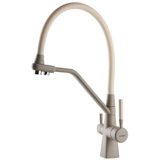 Змішувач для кухні під осмос Globus Lux GLLR-0700-L-04-06 гофрований  на гайці латунь, Беж-Бежевий