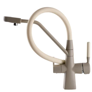 Змішувач для кухні під осмос Globus Lux GLLR-0700-L-04-06 гофрований  на гайці латунь, Беж-Бежевий