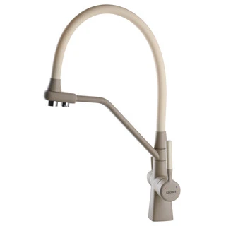 Змішувач для кухні під осмос Globus Lux GLLR-0700-L-04-06 гофрований  на гайці латунь, Беж-Бежевий