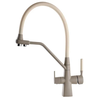 Змішувач для кухні під осмос Globus Lux GLLR-0700-L-04-06 гофрований  на гайці латунь, Беж-Бежевий