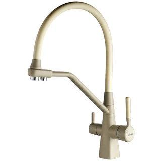 Змішувач для кухні під осмос Globus Lux GLLR-0700-L-04-06 гофрований  на гайці латунь, Беж-Бежевий