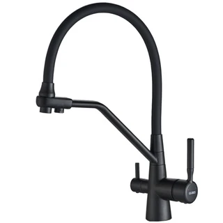 Змішувач для кухні під осмос Globus Lux GLLR-0800-10-01 гофрований  на гайці латунь, Чорний-Чорн