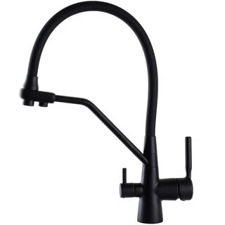 Змішувач для кухні під осмос Globus Lux GLLR-0800-10-01 гофрований  на гайці латунь, Чорний-Чорн