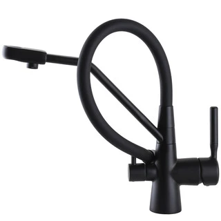 Змішувач для кухні під осмос Globus Lux GLLR-0800-10-01 гофрований  на гайці латунь, Чорний-Чорн