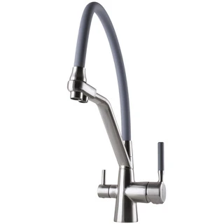 Змішувач для кухні під осмос Globus Lux GLLR-0800-08-02 гофрований  на гайці латунь,Сталь-Сірий