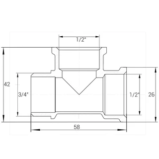 Трійник редукційний 3/4&Prime;х1/2&Prime;х1/2&Prime;ЗВВ нікельований A0225А(нк)